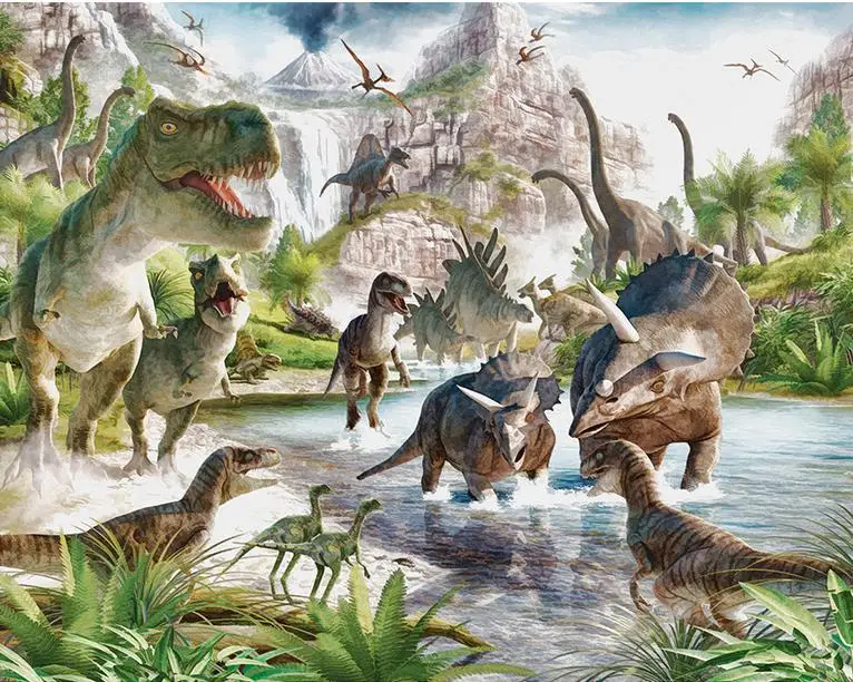 

Custom 3D photo wallpaper for walls 3 d wall murals dinosaur world background adornment wall paintings wallpaper for living room