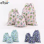 Холщовые сумки eTya унисекс на шнурке с принтом кактуса для женщин, косметички для ювелирных изделий, туфель, дорожный Органайзер