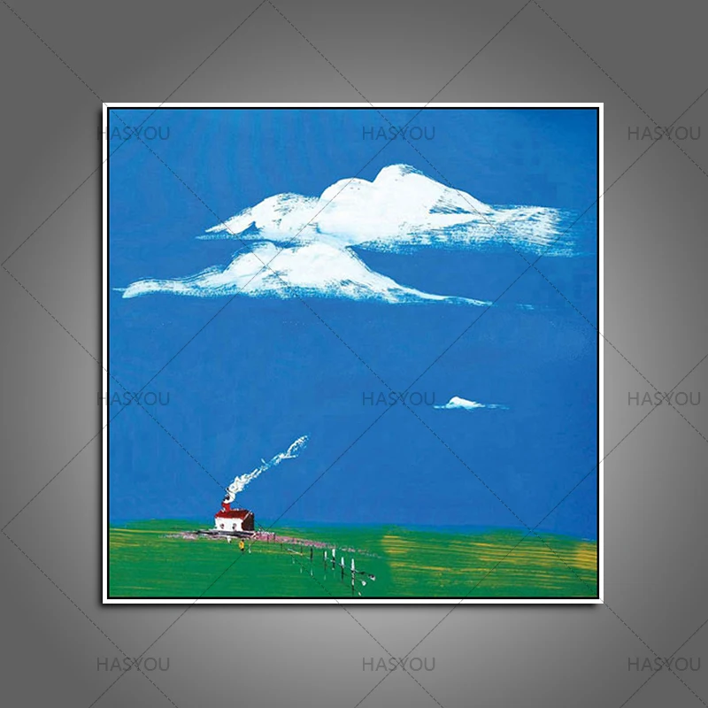 hot Sale Hand Painted Modern Oil Painting On Canvas Abstract wall Art Home Dicoration blue sky oil Paintings For Living Roon | Дом и сад