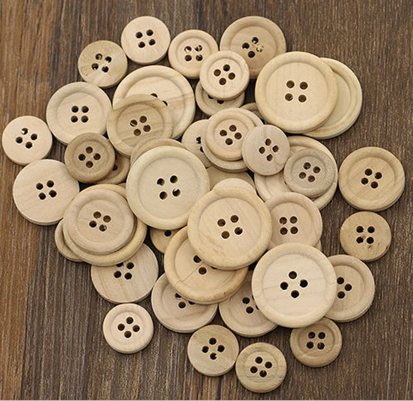 50 Pcs Helpful Mixed Wooden Buttons Color Round 4-Holes Sewing Scrapbooking DIY | Дом и сад