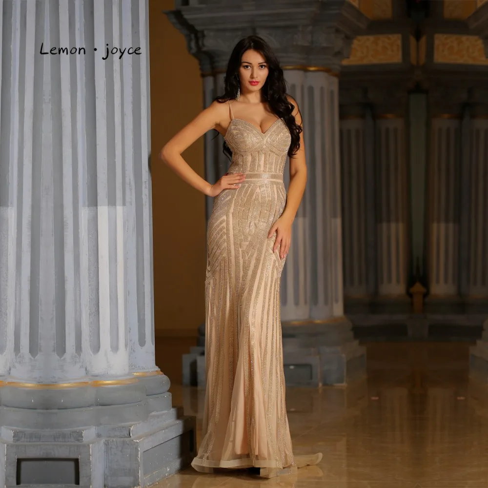 Лимон Joyce Шампанское Вечерние платья Длинные 2023 сексуальные v-образным вырезом