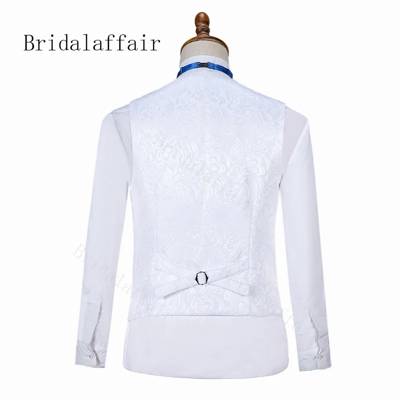 Bridalaffair элегантный бренд Slim Fit курение костюм мужские костюмы 3 предмета Homme Белый Пром смокинг, костюмы жениха Королевский синий нагрудные смокинг