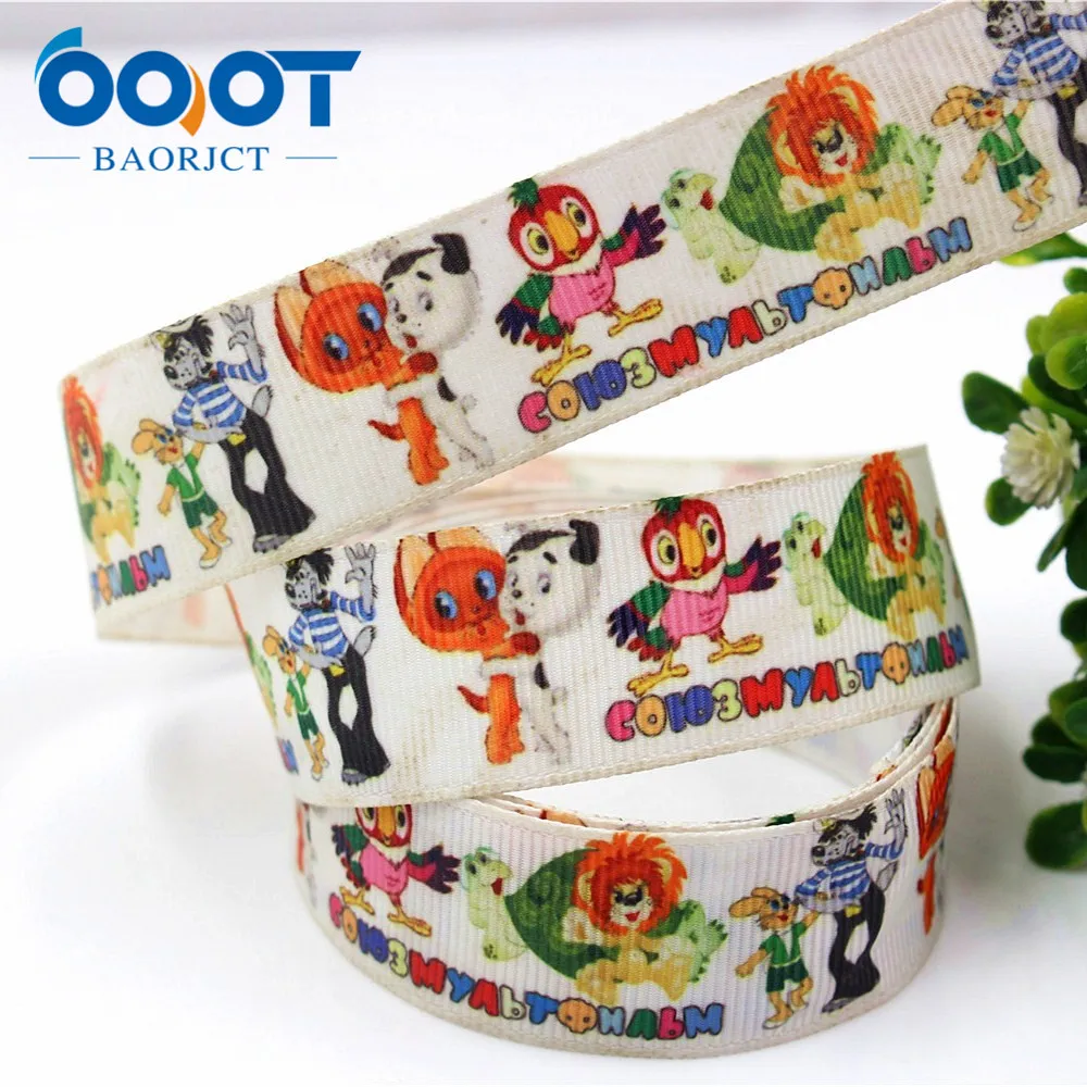 176034 22 мм мультфильм печатных grosgrain ленты Аксессуары для одежды аксессуары волос