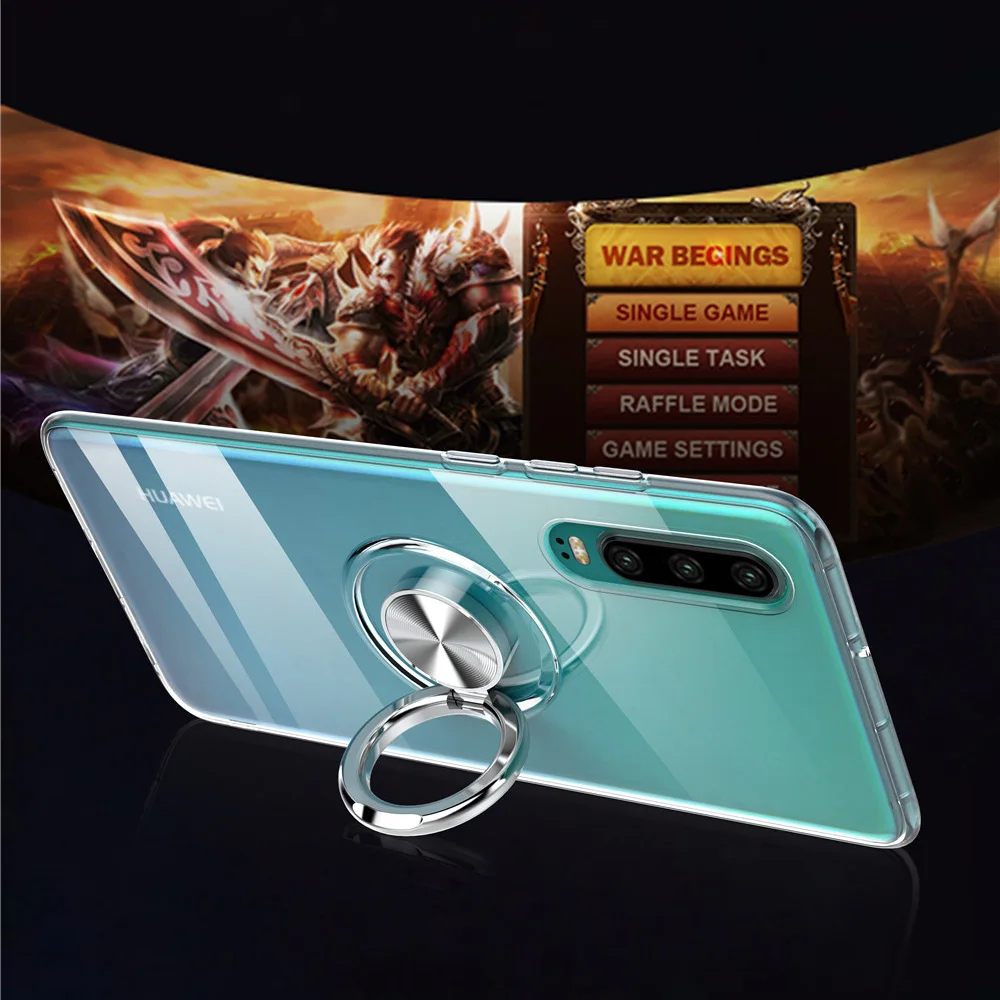 Чехол с магнитным кольцом держателем для Huawei P20 P30 Mate 20 Lite Honor 8X 10 мягкий