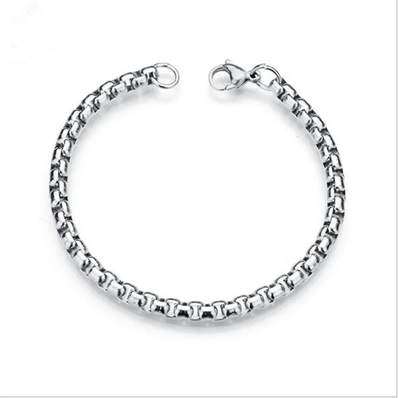 Низкая цена 316L нержавеющая сталь 4 мм 6 квадратный браслет из Жемчужной цепи и