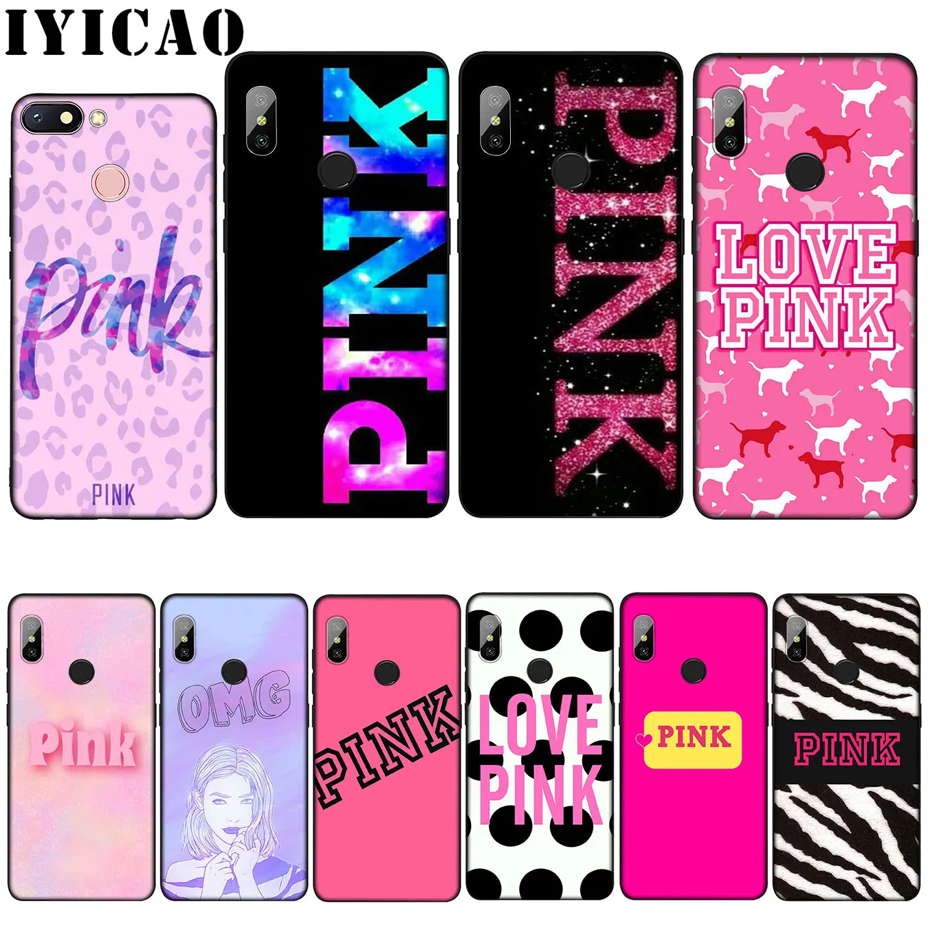 IYICAO love pink girly Soft Silicone Case for Xiaomi Mi 9 8 A2 Lite A1 6 pocophone f1 MAX 3 mi9 mi8 mia2 |