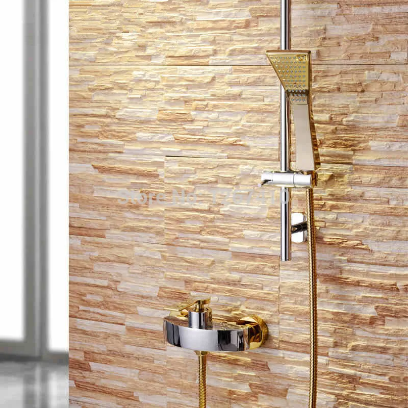 ROLYA оптовая продажа Высокое качество Золотой роскошный набор для душа смеситель