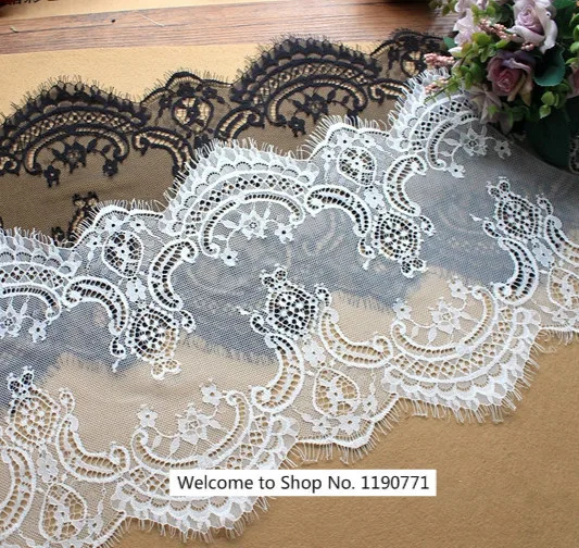 

3 м/лот кружевная ткань для ресниц 25 см, Высококачественная декоративная Мягкая Белая нейлоновая кружевная отделка для ресниц, ткань для свадебного платья