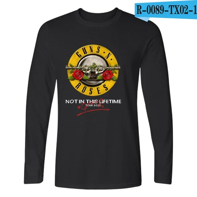 black Guns and Roses Мужская футболка весна осень футболка Мужская рок группа футболка хип хоп 4XL футболки топы брендовая одежда guns N Rose - Цвет: black