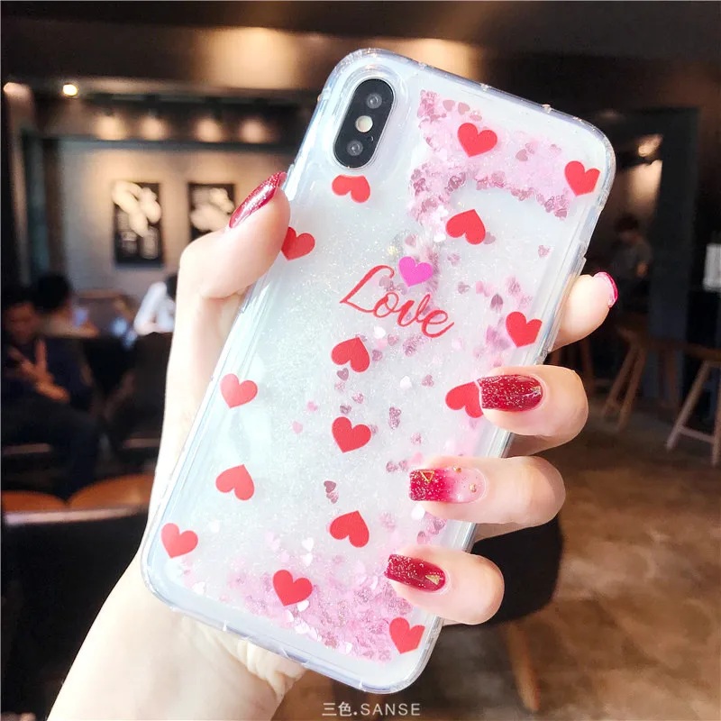 Любовь блеск быстрый песок чехол для телефона iPhone 6 6S Лидер продаж Пластик