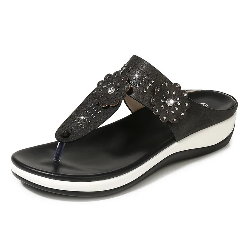 LIN KING/женские кожаные шлепанцы наивысшего качества Вьетнамки Летние на танкетке