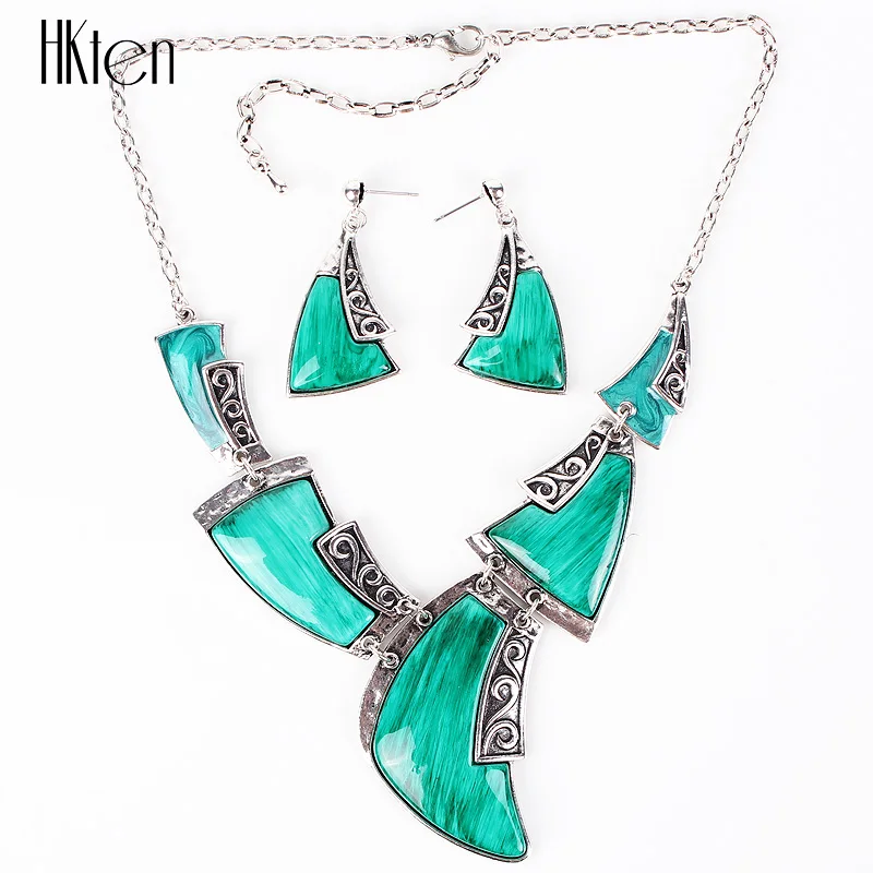 MS20708 модный брендовый комплект ювелирных изделий античное посеребренное красное