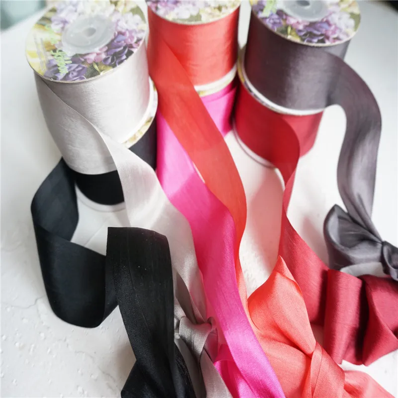 32mm 1.25&quot hot colors 100% pure silk embroidery ribbon wedding thin taffeta high quality Handcraft | Дом и сад