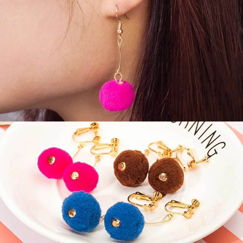 Fashion Earrings Metal Real Mink Fur Ball Silver Earring Flower for Women and Girls Drop | Украшения и аксессуары
