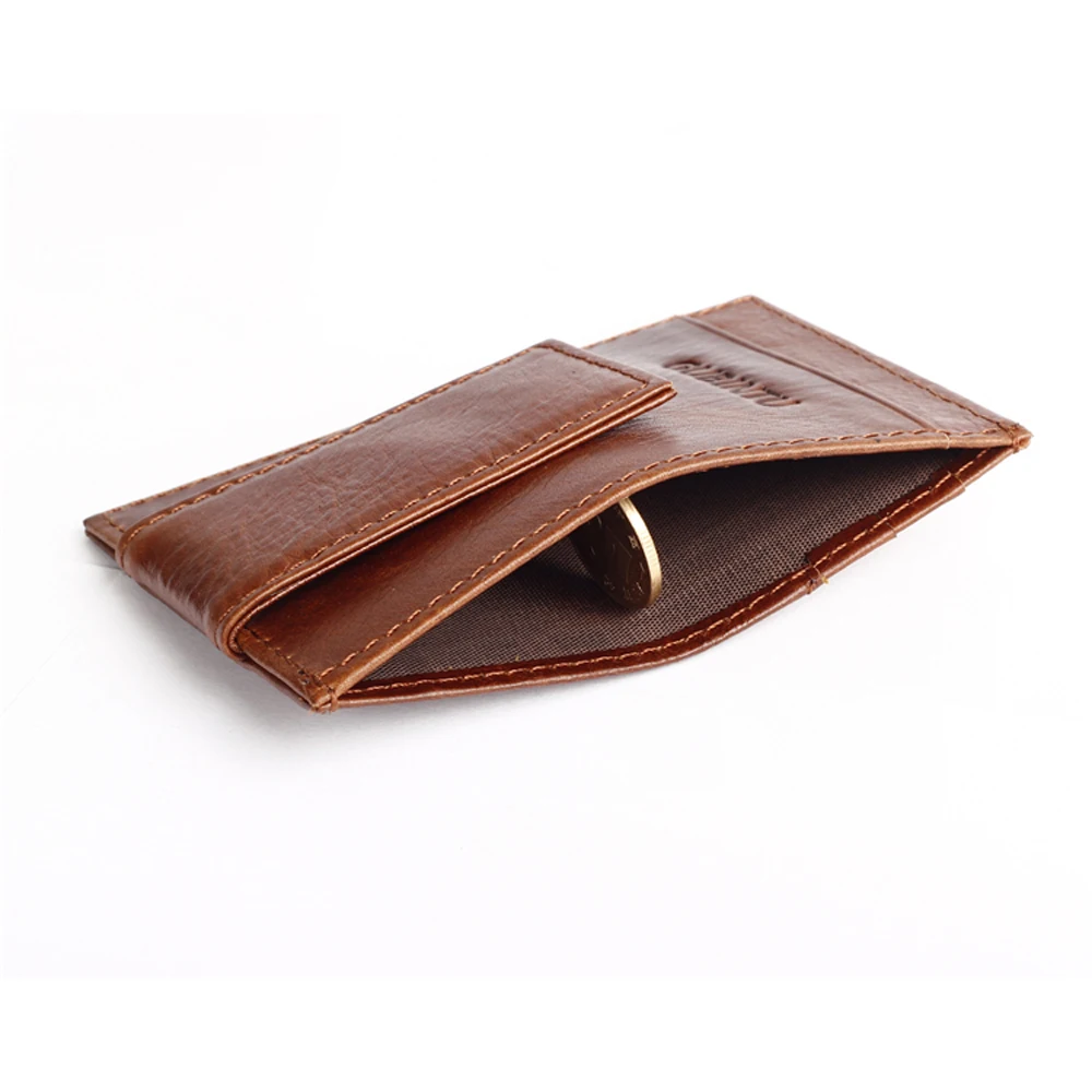 Мужской кошелек из натуральной кожи с карманом на магните чехол для бумажника в