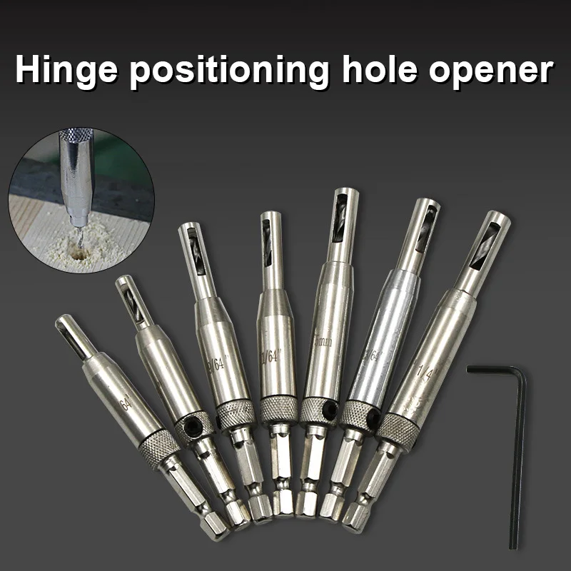 

4/7Pcs HSS Door Self-centering Hinge Hole Drilling Tool Kit for Door Cabinet Holes Woodworking QJ888