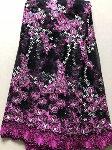 2019 High Quality African Lace Fabrics/French Net Embroidery Peach Flowers Tulle Fabric French stones FLL3386 | Дом и сад