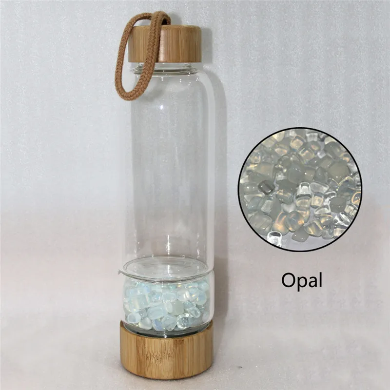 opal Натуральный кварц неравномерность кристалл гравий бутылка стекло воды гравий камень чашки подарок давая посуда для напитков - Цвет: opal
