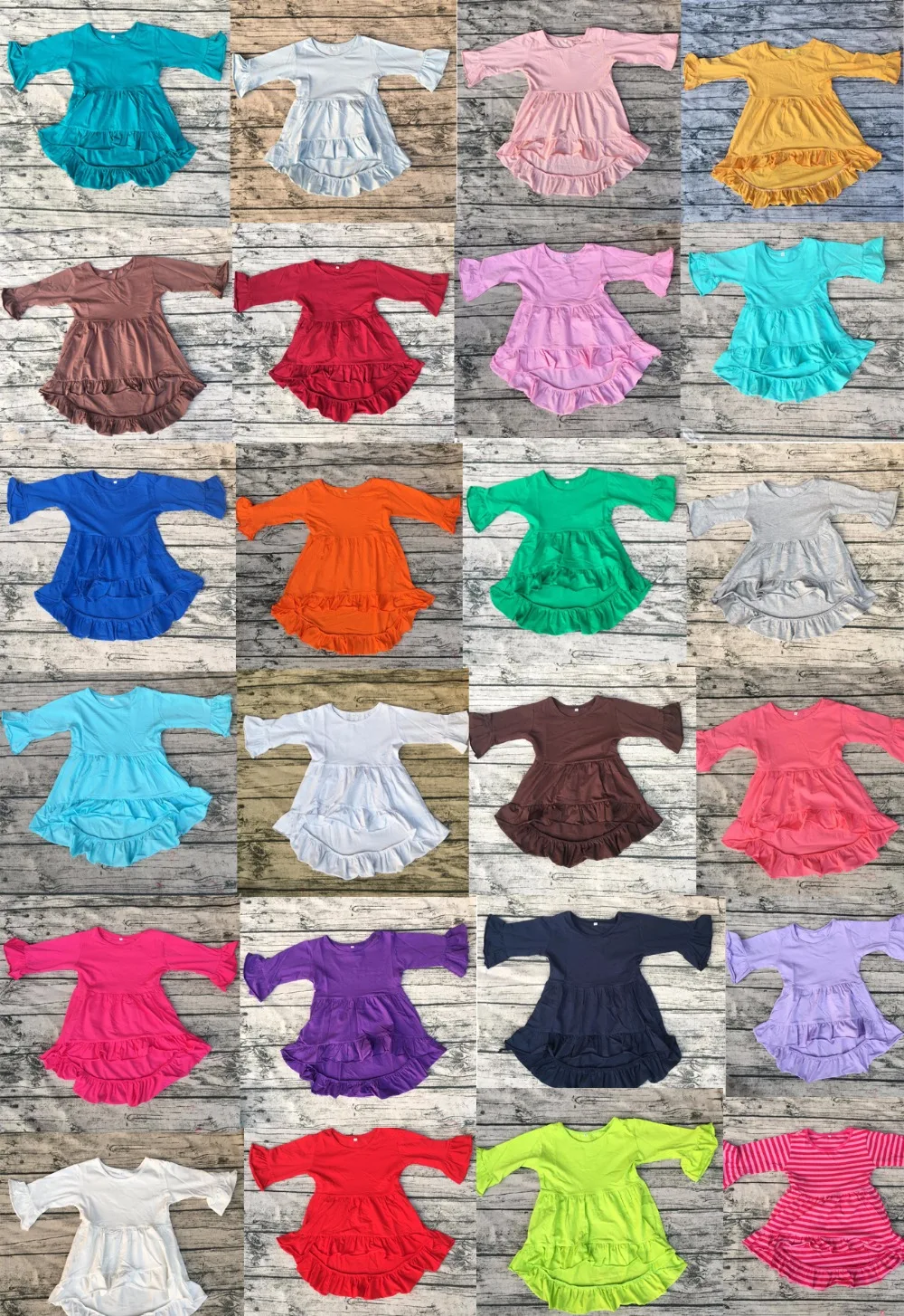 Милые персонализированные Высокая Низкая Hemlines с расклешенными рукавами платье