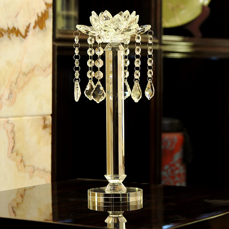 Европейский Хрустальный подсвечник с лотосом для ужина при свечах свадебный