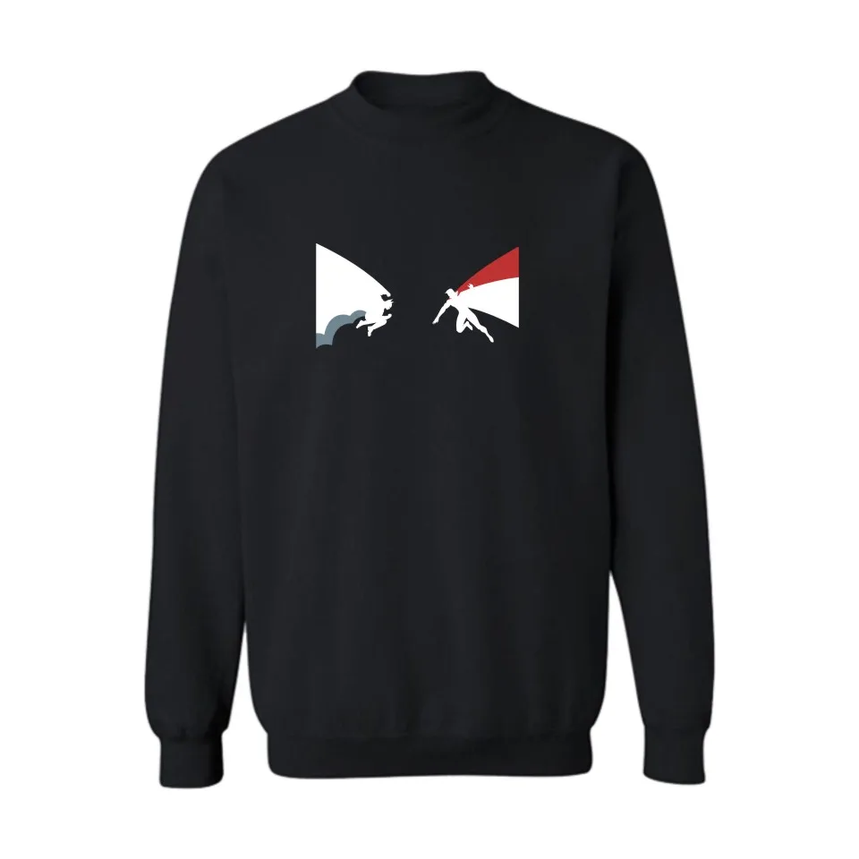 Superman VS Batman Black Harajuku Sweatshirt in Super Saiyan Autumn Winter Outerwear Couples Cloths XXS-XXXXL Pullovers | Мужская одежда