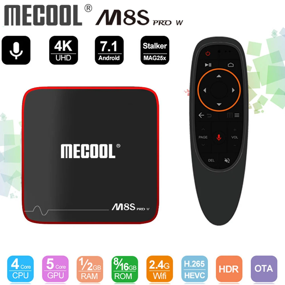 Smart tv Box MECOOL M8S Pro W A Android 7 1 Amlogic S905W ГБ/8 ГБ 2 ГБ/16 4 к Wifi Google Play Netflix