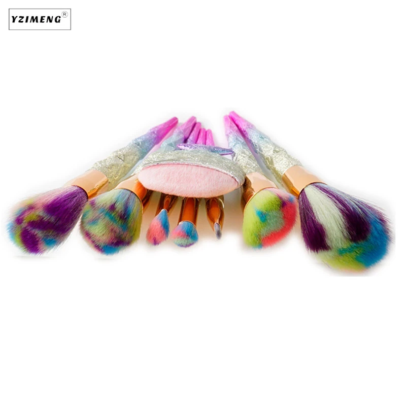 8Pcs Unicorn Rainbow Makeup Brushes Set Mermaid Foundation Powder Blush Eye Shadow Face Comestioc Brush Contour Brusher | Красота и