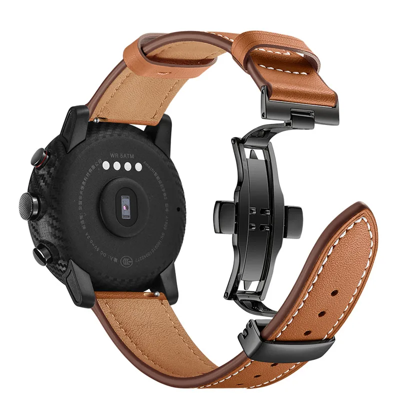 Ремешок для часов Xiaomi Huami Amazfit Stratos 2 2s из кожи высокого качества с металлической