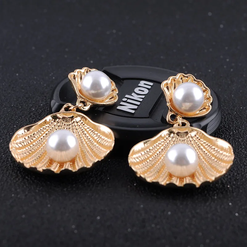 Trendytime 2019 новые богемные серьги-капли с жемчугом океанской ракушки для женщин модные длинные серьги ювелирные изделия подарок для женщин