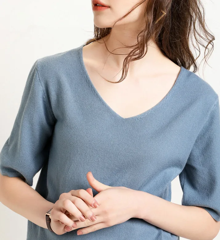 2021 New Summer sweater women girl ladies 100% cashmere short sleeve Pullover free shipping JN705 | Женская одежда