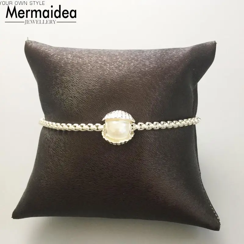 Mother of Pearl Shell Charm Beads For Women Fit Bracelets DIY Fashion silver plated Jewelry Making Best Mother's Day Gift | Украшения и