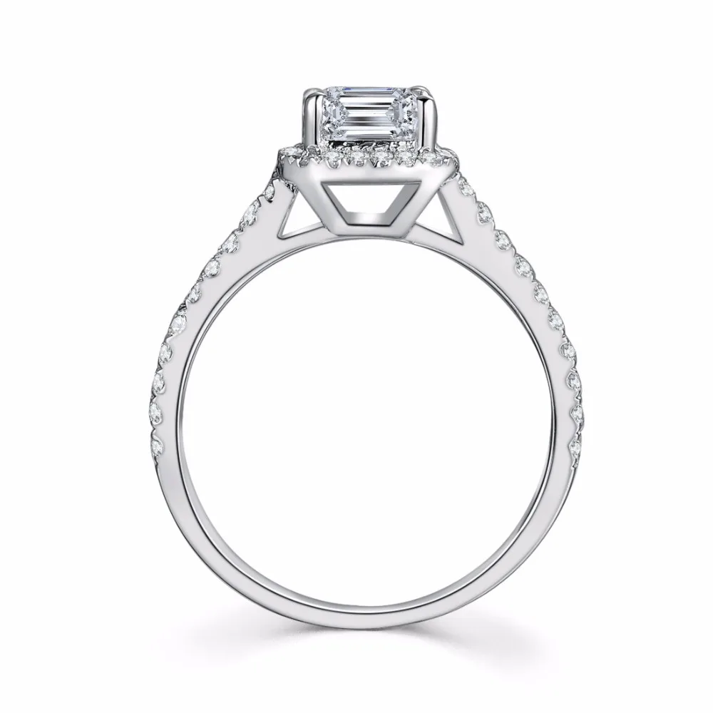 Гарантия 1CT кольцо в форме подушки из стерлингового серебра 18K с покрытием белого