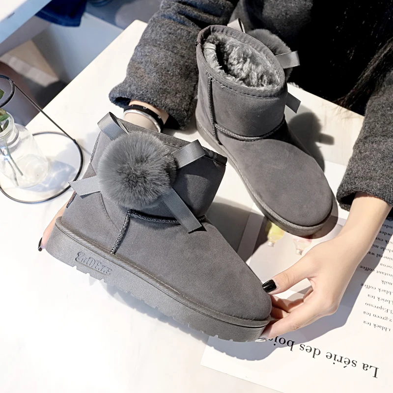 Женские зимние ботинки новинка 2019 года Корейская женская обувь на плоской