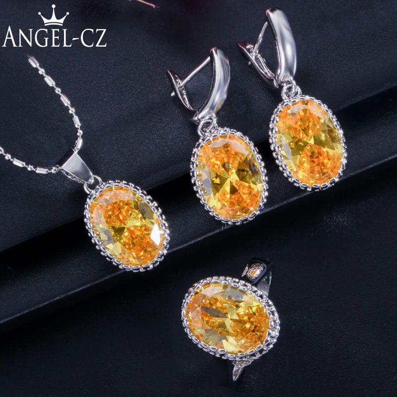 ANGELCZ Женская мода Серебряный цвет 3 шт высокое качество желтый кубический