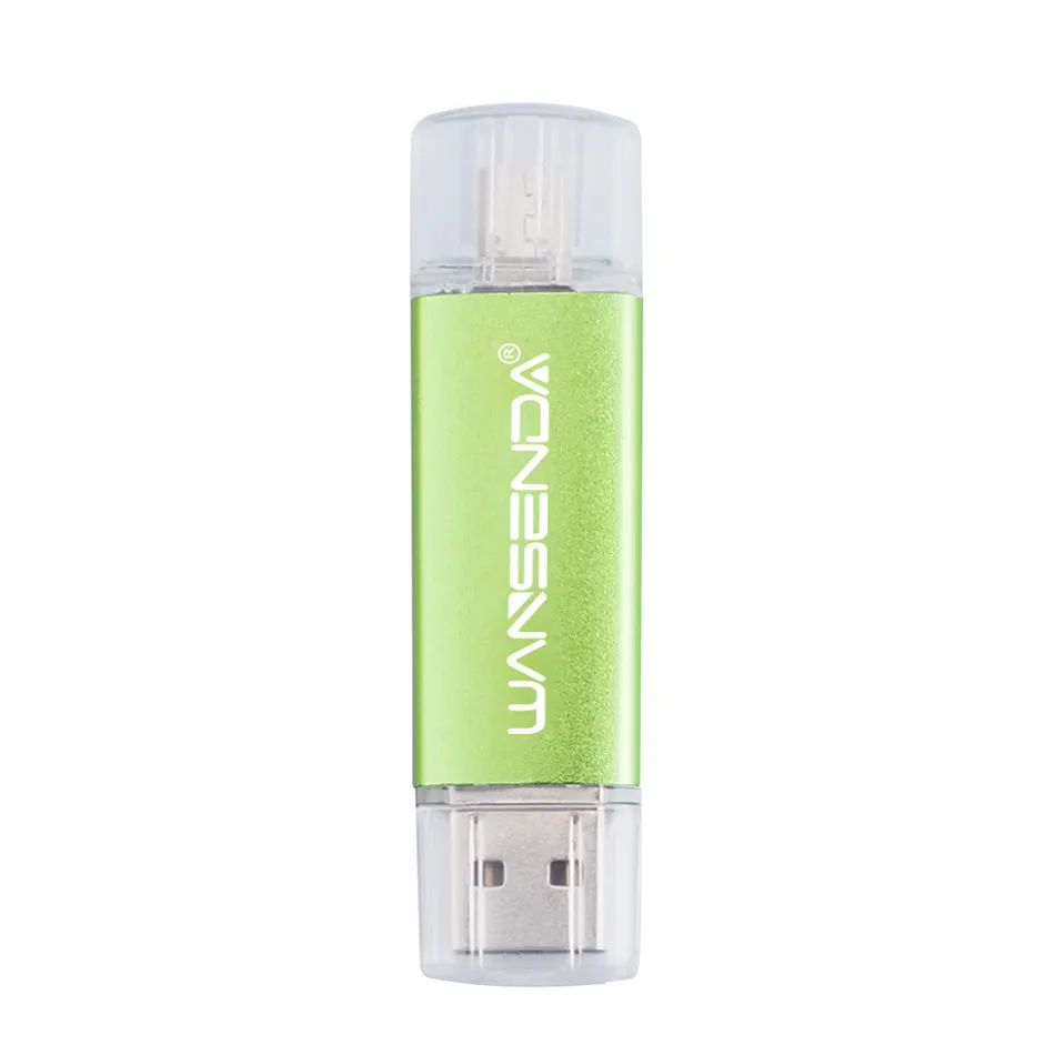 Wansenda, металлические флеш-накопители USB OTG, флешки, 4 ГБ, 8 ГБ, 16 ГБ, 32 ГБ, 64 ГБ, 128 ГБ, 256 ГБ, Usb флешки, внешний накопитель для смартфонов/ПК - Цвет: Зеленый