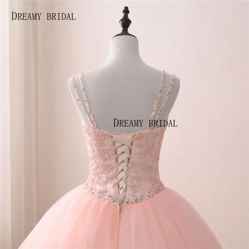 2017 Пышное розовое платье для невесты бальное Vestidos de 15 Anos с v образным вырезом на