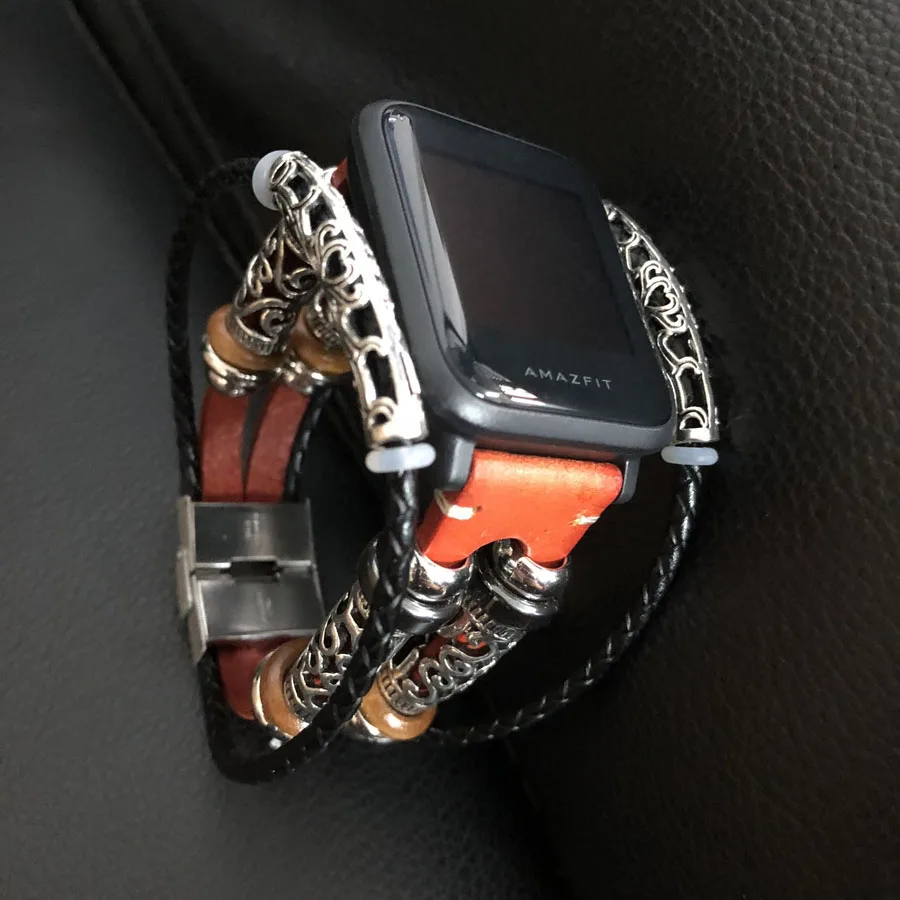 Для Amazfit ремешок Bip Ретро Плетеный ремешок для часов из натуральной кожи браслет для Xiaomi Huami Amazfit Bip/GTS/GTR ремешок для часов 20 мм