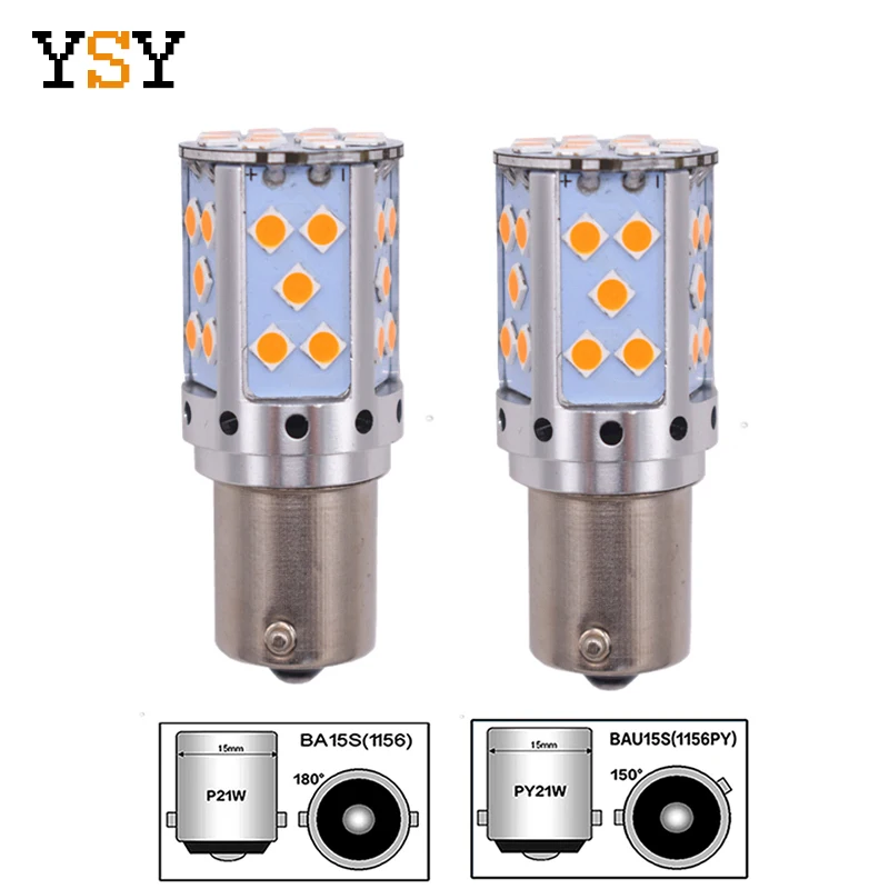 

YSY 2pcs 1156 P21W LED PY21W LED Canbus Error Free BAU15S LED No Hyper Flash Amber Yellow 3030 LED Bulbs For Turn Signal Lights