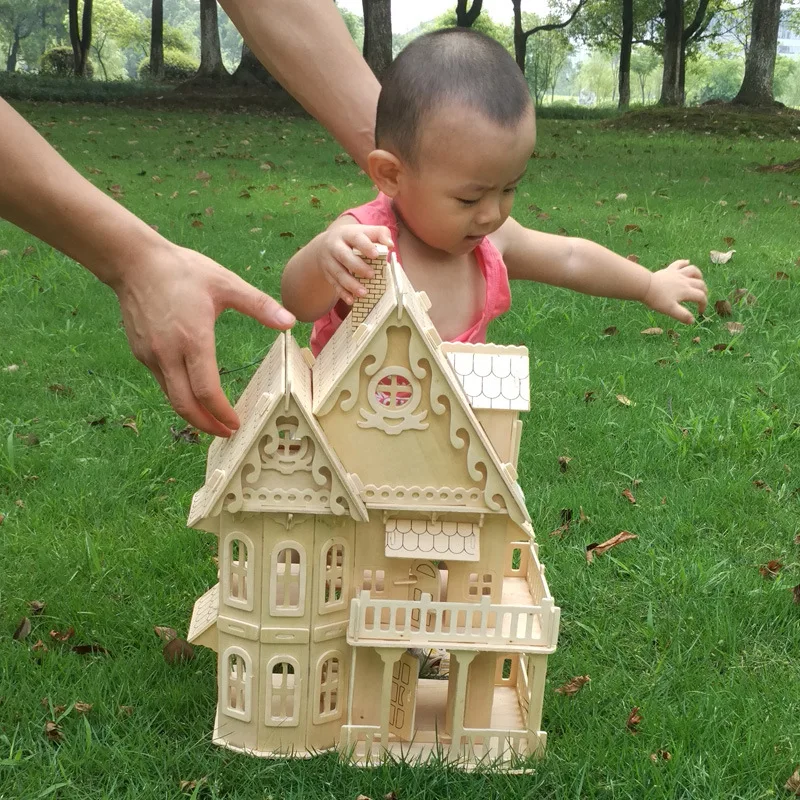 Деревянный DIY кукольный домик мини 3D стерео головоломка собранный дом