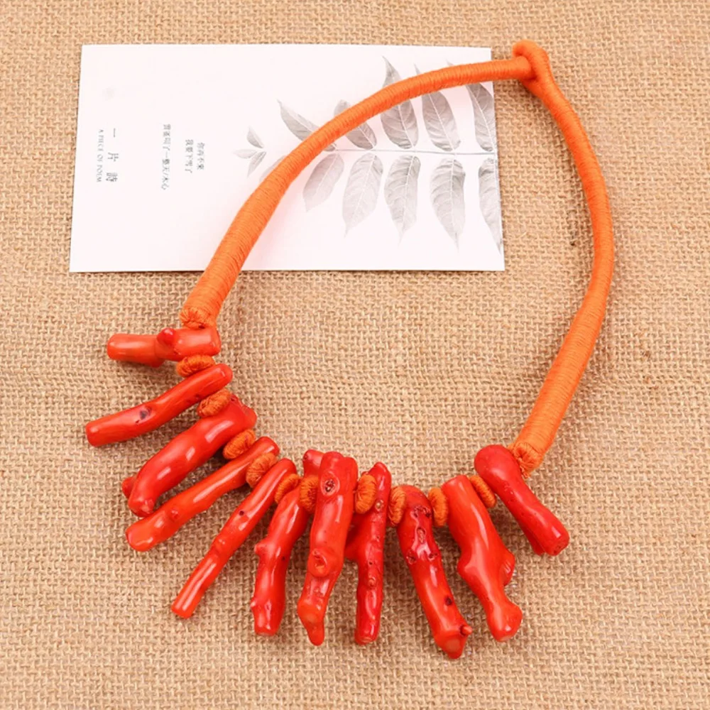 Очаровательное поступление модный красный коралловый камень барочное ожерелье