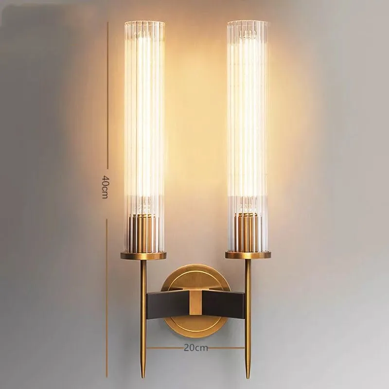 2 Heads copper Винтажная настенная лампа для гостиной металлическая стеклянная Светодиодная лампа прикроватный настенный светильник для спальни бра для коридора Wandlamp - Цвет абажура: 2 Heads copper