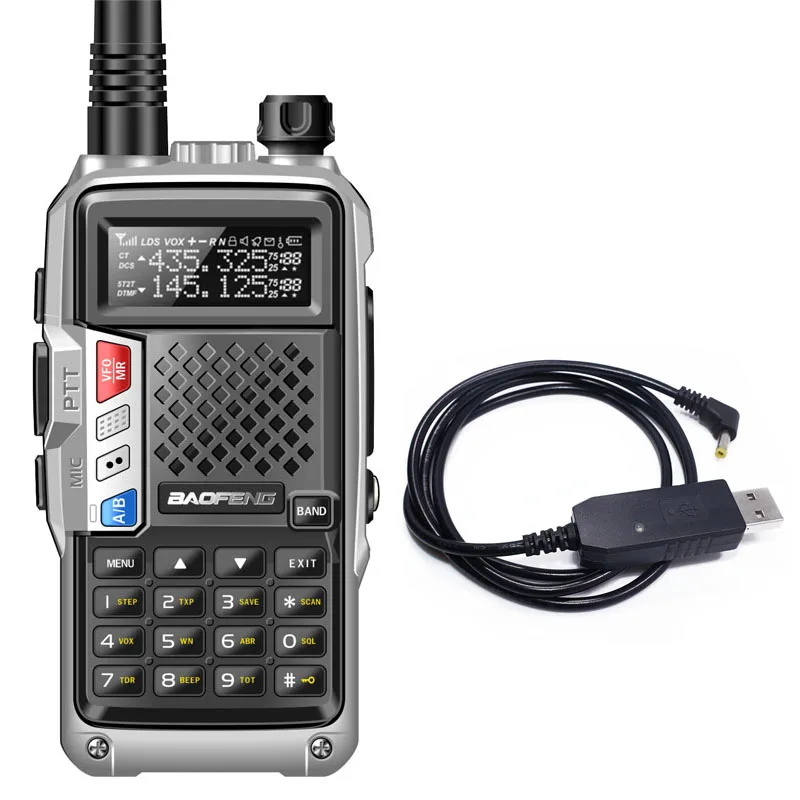 sliver add usb cable BAOFENG BF-UVB3 Plus 8 Вт портативная рация UHF/VHF Двухдиапазонная 10 км дальняя мощная рация передатчик трансивер - Цвет: sliver add usb cable