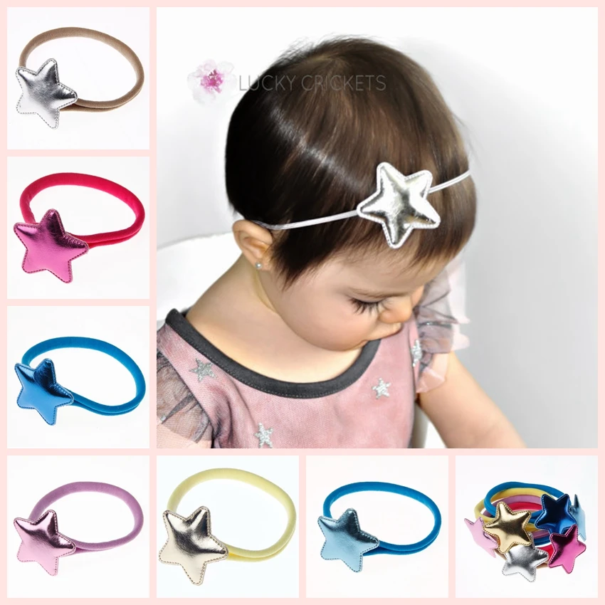 2017 Новый Дети Девочки Кожа Pu Цветок Звезда Оголовье Нейлон DIY Партия Аксессуары