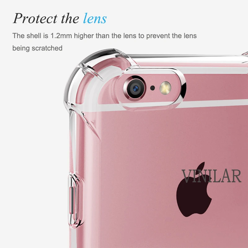 TPU Прозрачный чехол для телефона с защитой от падения iphone 7 6x8 5s plus силиконовый