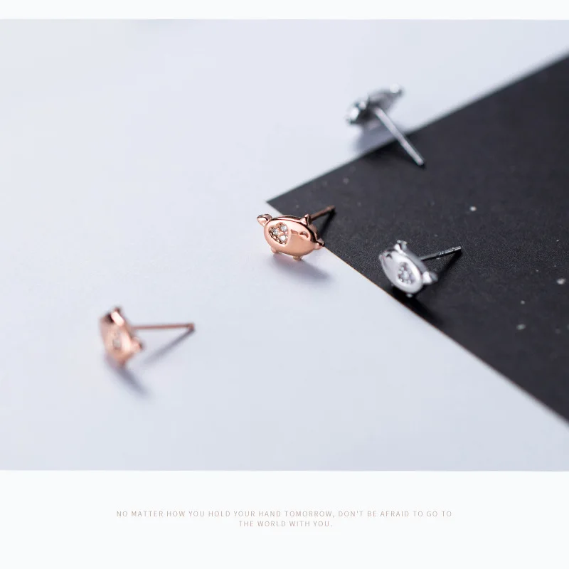 Серьги-пусеты Lucky Pig из серебра 925 пробы для женщин и девушек стерлингового |