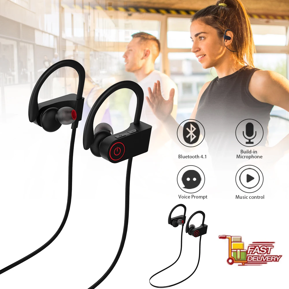 Спортивные Беспроводные Наушники Bluetooth наушники с крючком черного цвета