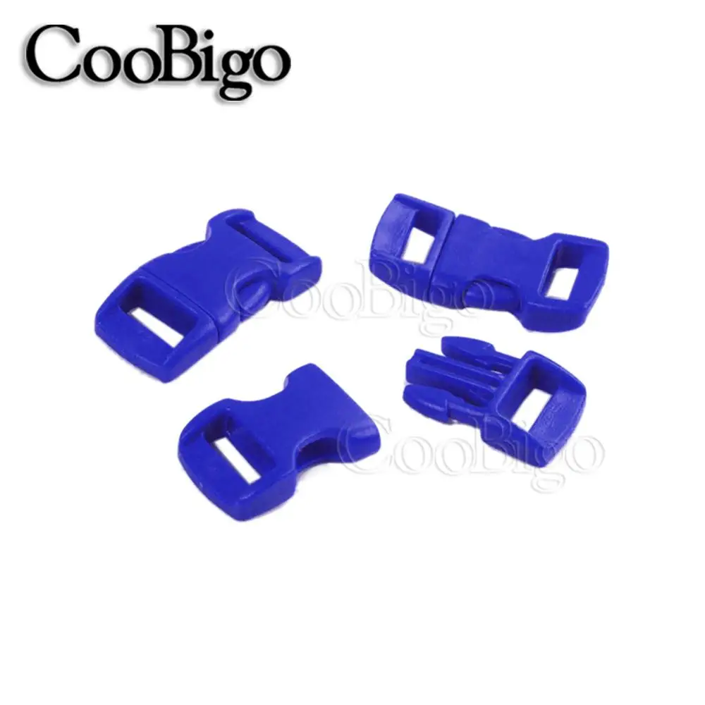 Blue 1000 шт 3/" Цветная изогнутая боковая пряжка парашют 550 Паракорд Браслет животные воротник, тканевая лента Открытый Рюкзак Сумка Запчасти - Цвет: Blue