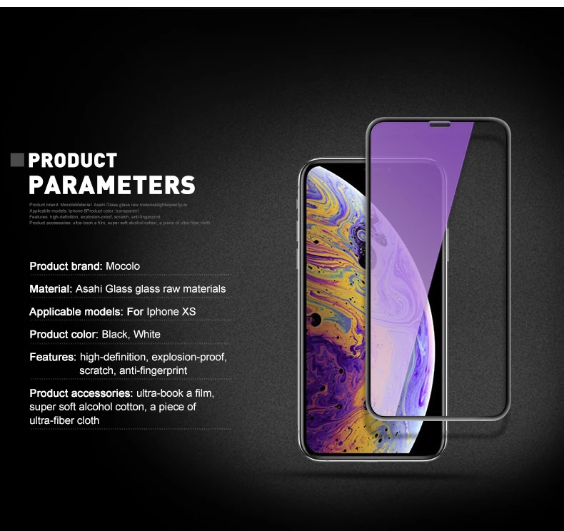 Mocolo анти-синий луч 3D изогнутое премиум стекло для iPhone XS MAX полное покрытие экрана протектор Закаленное стекло пленка для iPhone XS XR