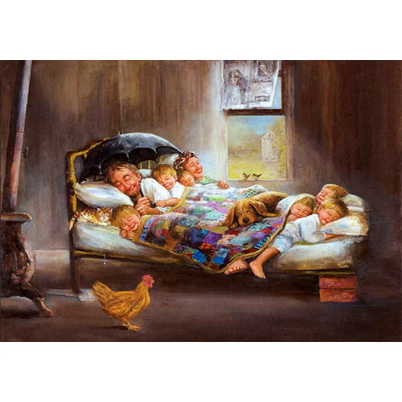 

Алмазная 5D Вышивка «сделай сам», полная вышивка квадратными/круглыми стразами, семейная вышивка «Спящий цыпленок», наборы для вышивки крес...