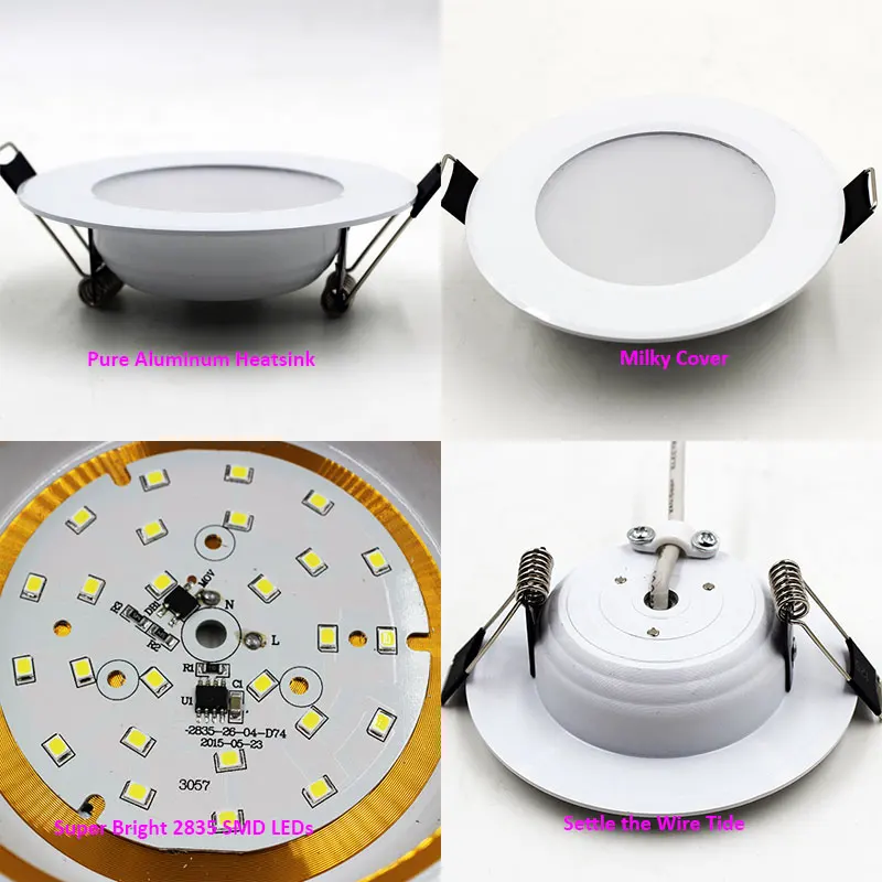 GD 220 В светодиодный светильник 3 Вт 10 15 точечный 2835 SMD Встраиваемый AC200 265V без